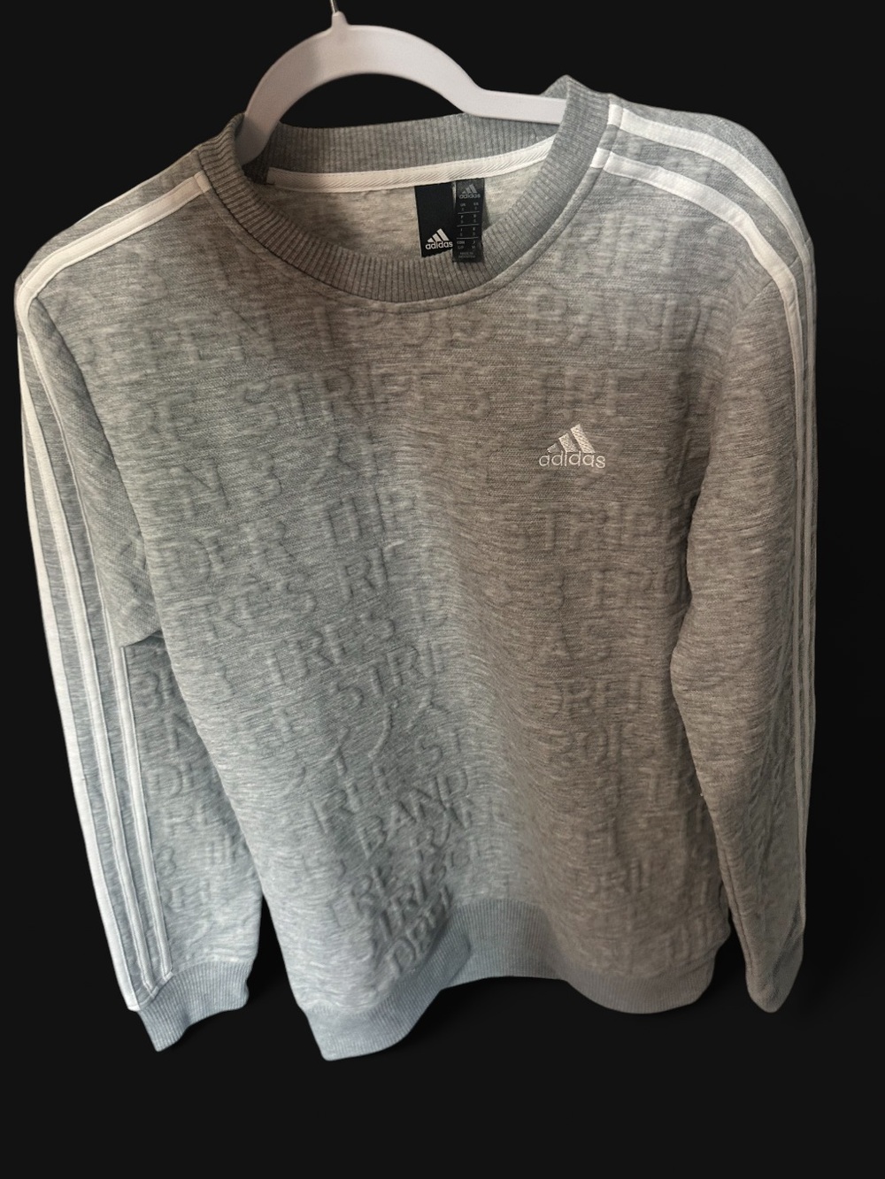 adidas Light Gray Crewneck Sweatshirt with 3-Stripes